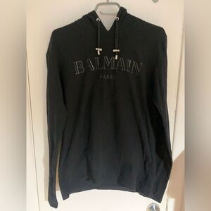 Balmain Black Hoodie with Logo Womens